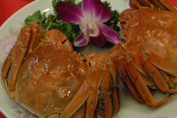 上海蟹の姿蒸し